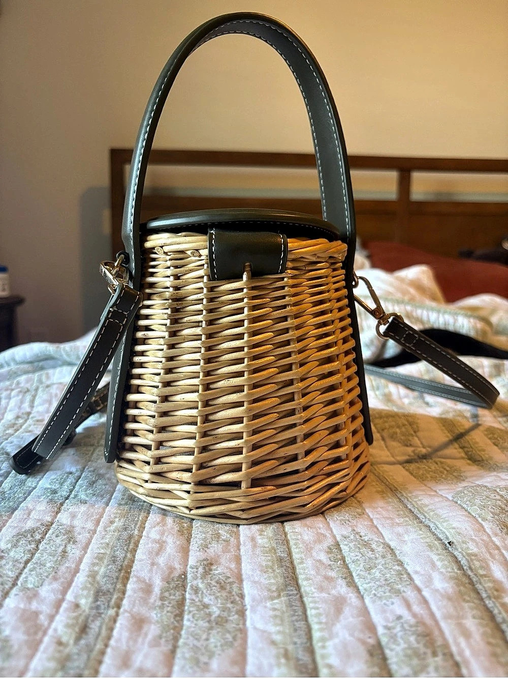 Zara Woven Basket Shoulder Bag Brown & Black